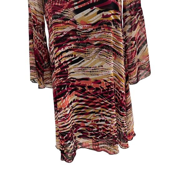 Spense Multicolor Bell Sleeve Dress 8 Abstract Lightweight Flowy Feminine Comfy - Picture 9 of 10